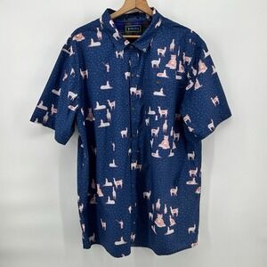 William Murray Llama Shirt Mens 2XL Blue Performance Golf Casual Luxury Resort